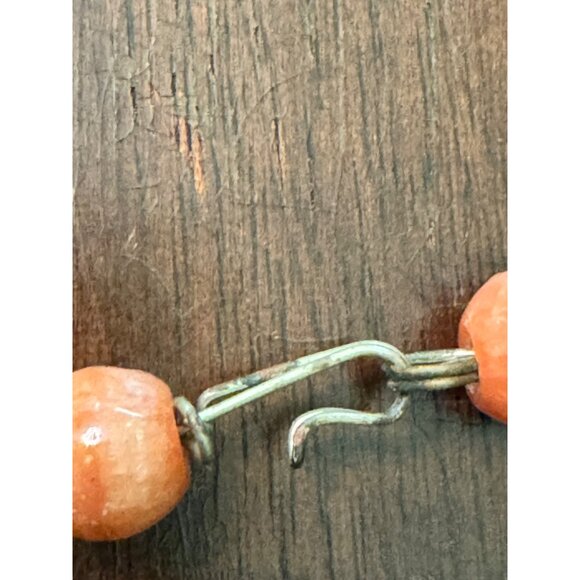 Carved Orange Leaf Pendant Necklace With Beaded Chain & Hook Clasp For Women Or - Picture 7 of 7